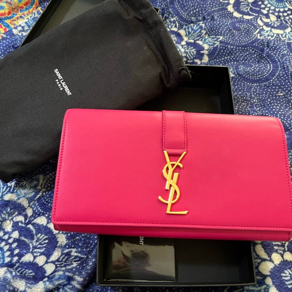 Saint Laurent Pink Wallet with Iconic YSL Logo